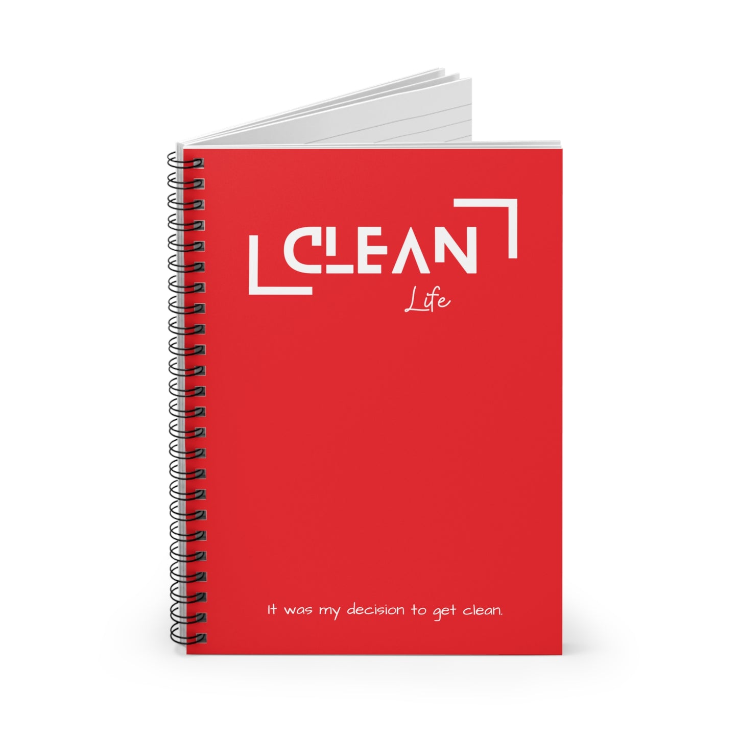 "Clean Life" Red Spiral Notebook - Ruled Line