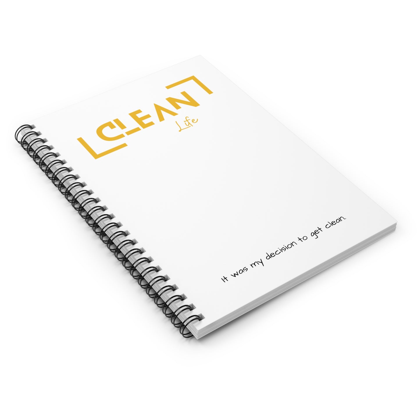 "Clean Life" White/Gold Spiral Notebook - Ruled Line