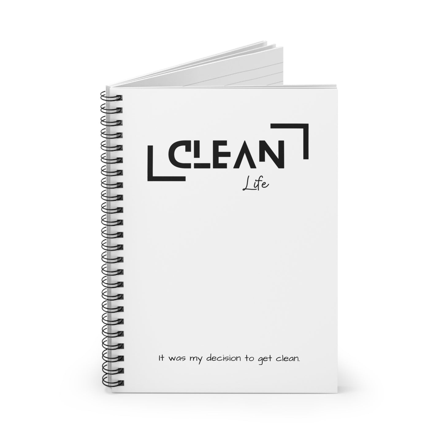 "Clean Life" White Spiral Notebook - Ruled Line