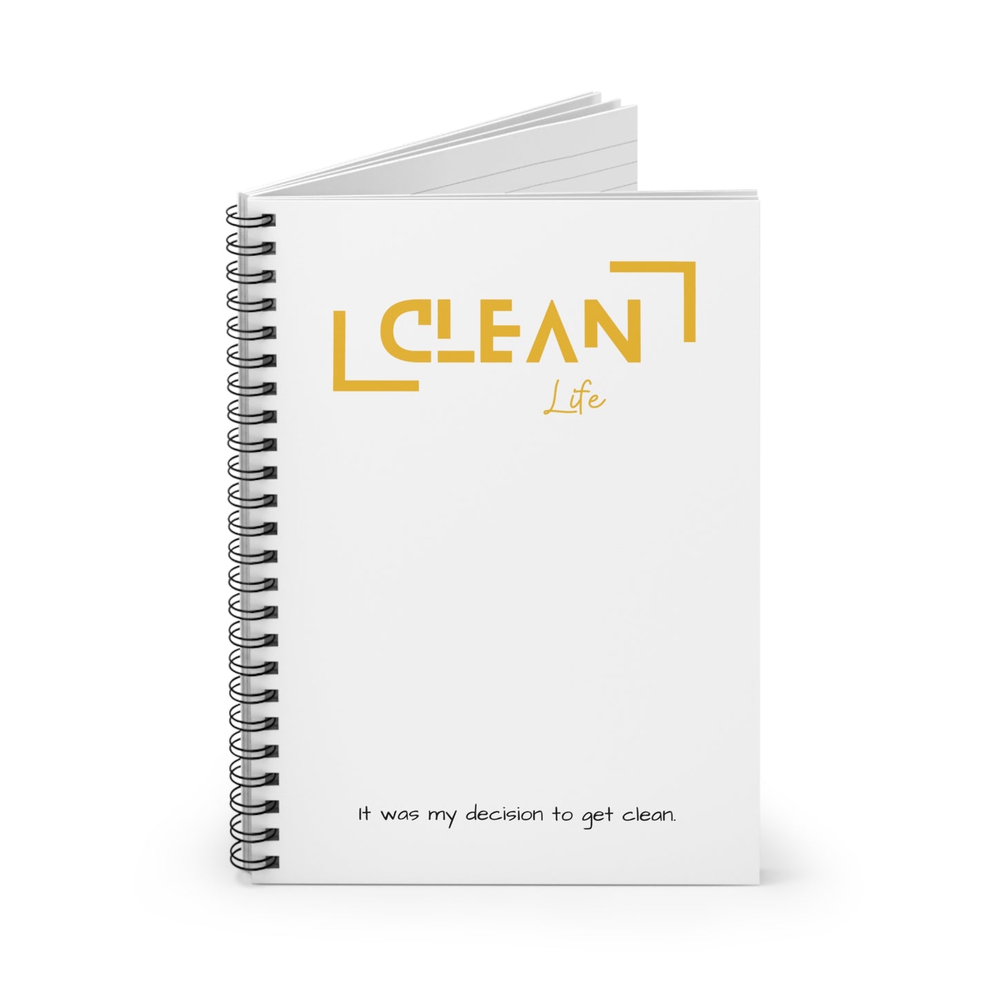 "Clean Life" White/Gold Spiral Notebook - Ruled Line