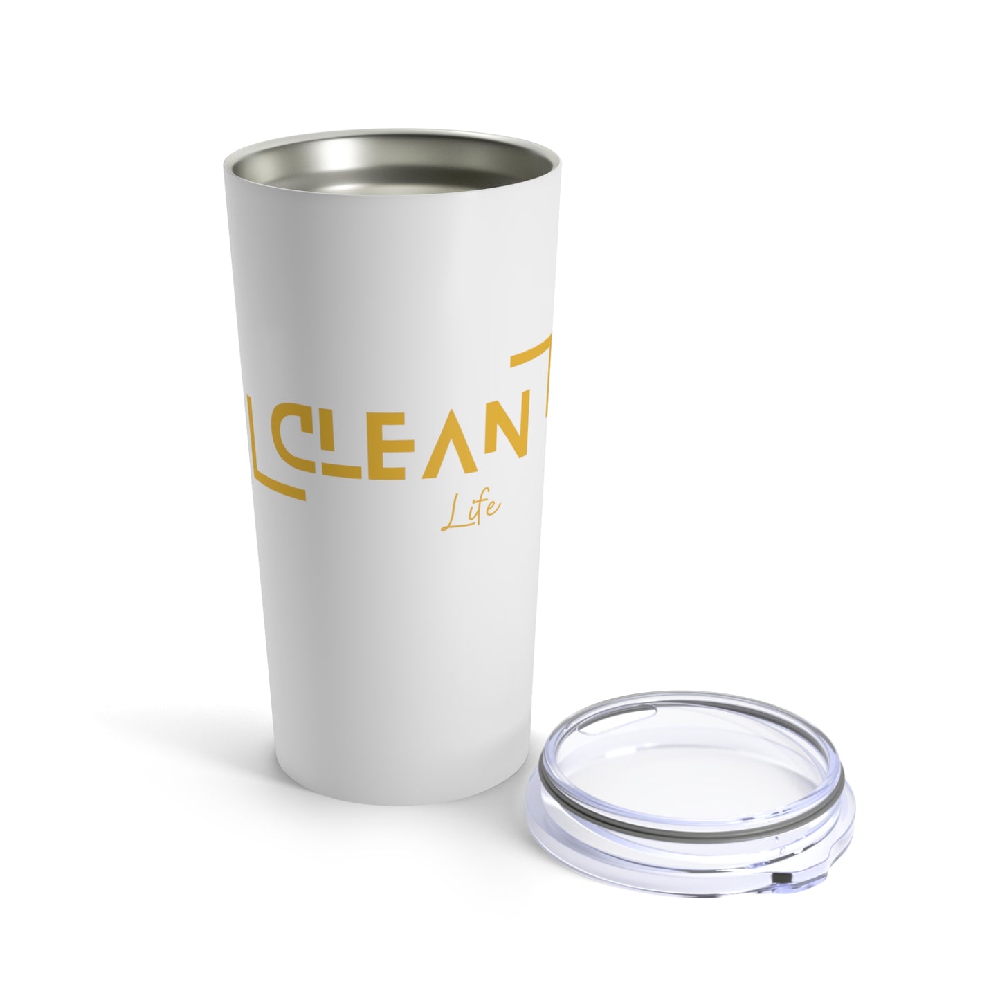"Clean Life" White/Gold Tumbler 20oz