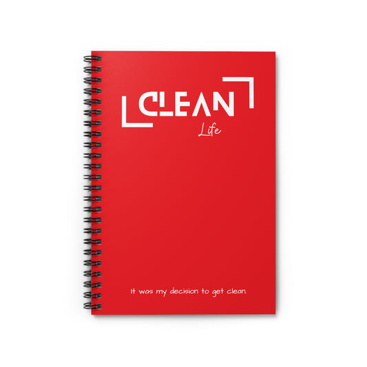 "Clean Life" Red Spiral Notebook - Ruled Line