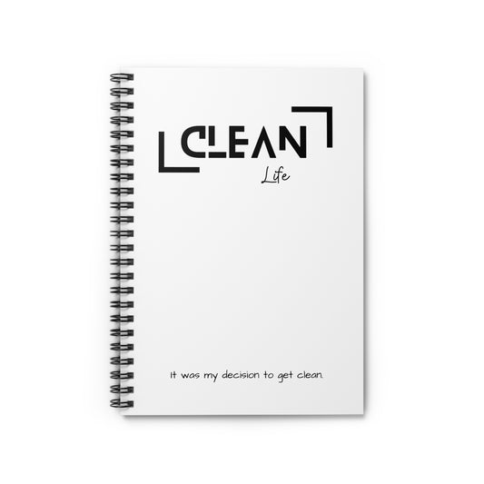 "Clean Life" White Spiral Notebook - Ruled Line
