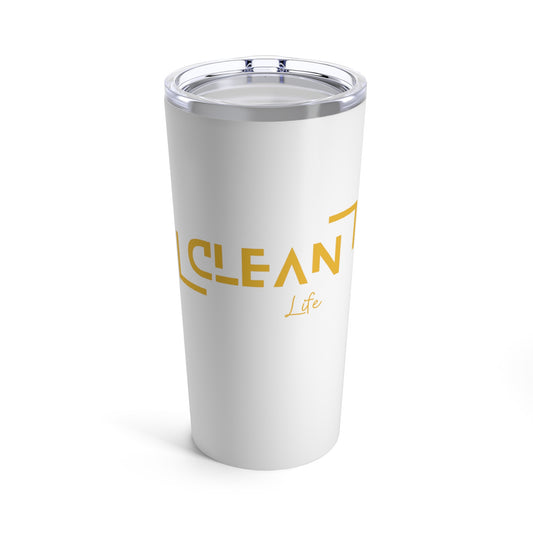 "Clean Life" White/Gold Tumbler 20oz
