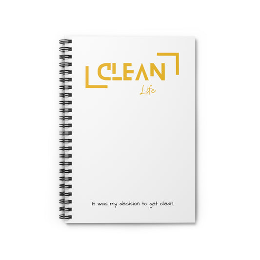 "Clean Life" White/Gold Spiral Notebook - Ruled Line